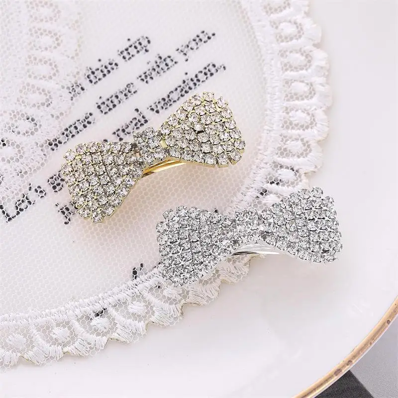 Summer Korean New Hair Accessories Full Diamond Bow Hairpin Exquisite Rhinestone Edge Clip BB Clip