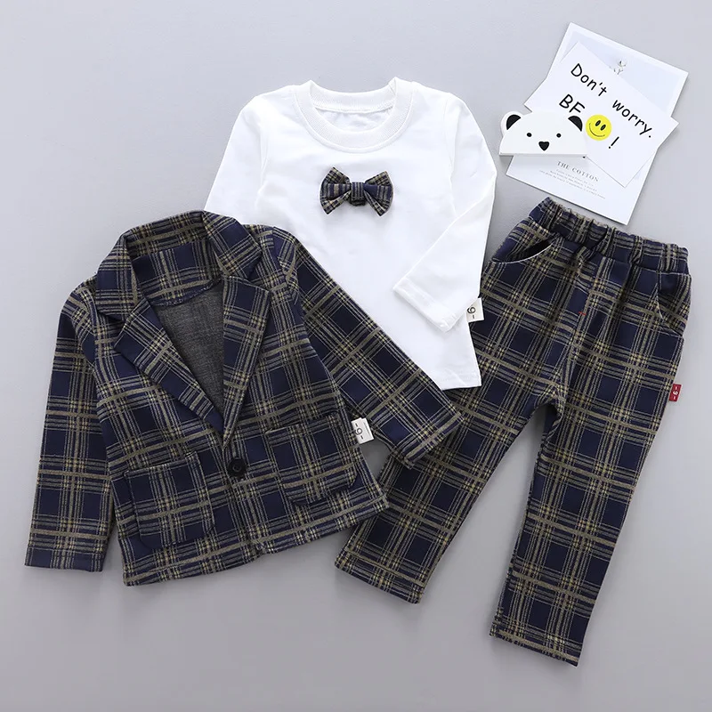 Kids Clothes Baby Boys Clothing Set Toddler Boy Clothes Outfit Summer Autumn Baby Boy Suit Wedding Birthday Party Dresses 3pcs