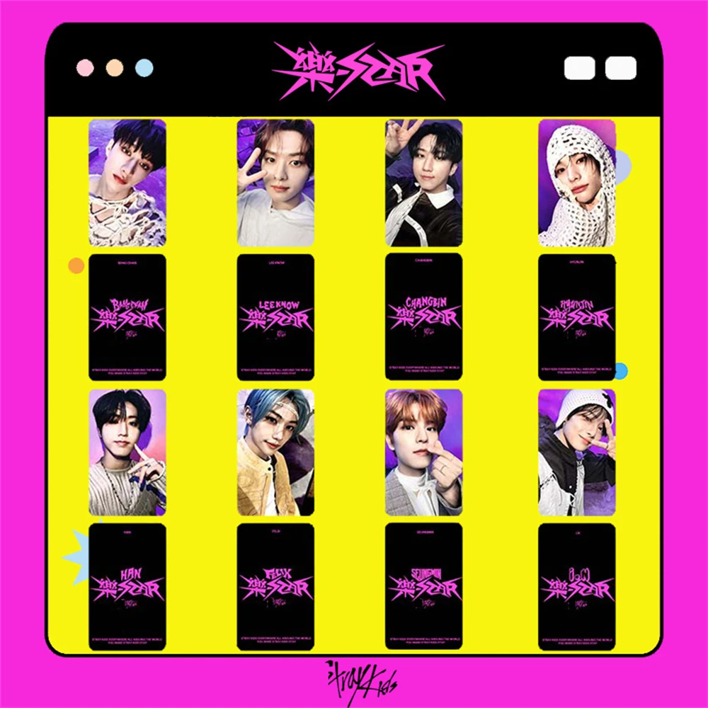 8 sets of KPOP rock star album photo cards for homeless children, double-sided postcards, Leeknow Bang Chan Hyunjin Felix Lomo 7