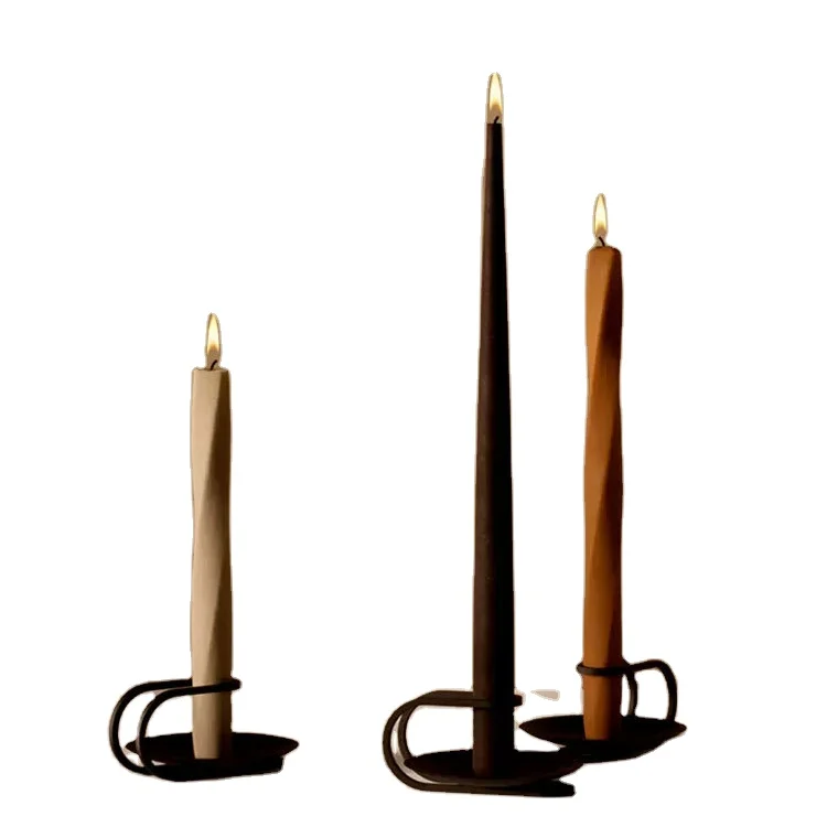 Unique Coffe Colored Conical Pillar Candle Luxury Retro Art Twist Strip Paraffin Wax Spiral Candles