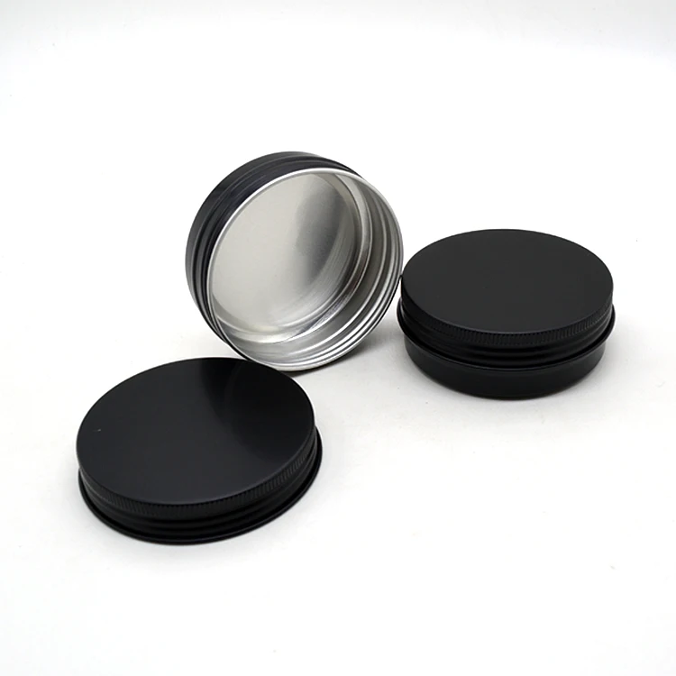 2oz  Black Metal Lip Balm Container with Screw Lid Tin Metal Aluminum Tin Can