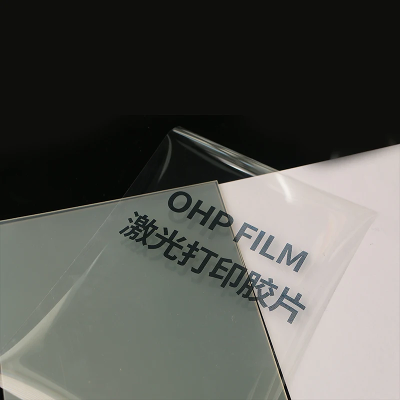 A4(210*297mm) 100mic Factory High Quality Glossy Transparent Clear OHP Film for Laser Printer