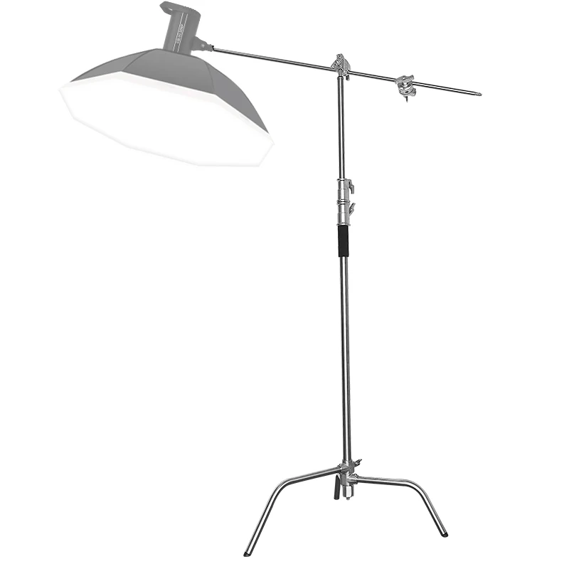 Adjustable Lights Heavy Duty Stainless Steel 250CM Light Stand + Boom Arm C Stand + Wheel Load Bearing 25KG for Flash