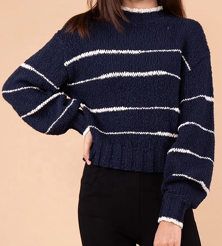 Женские вязальных машин по производству носков свитер модный свитер с длинными рукавами в полоску для Высокое качество 100% хлопковый пуловер для детей с трикотажной кардиган, вязаная одежда