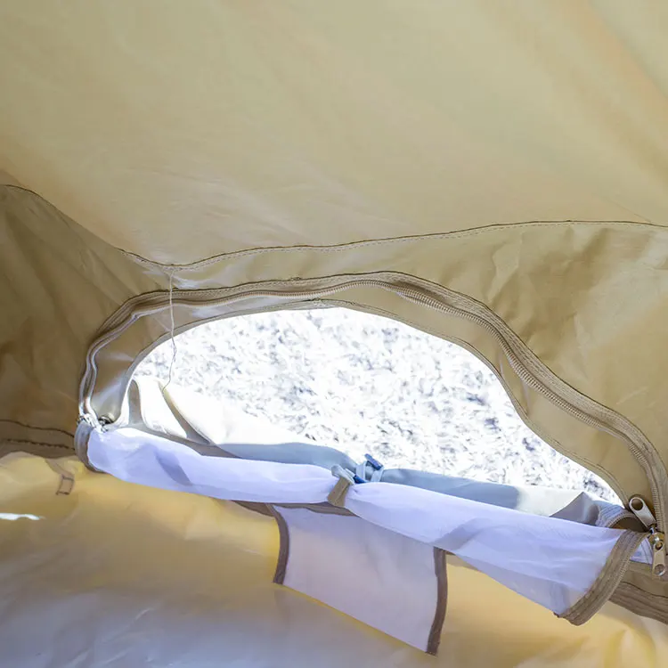 All season large glamping hotel beige cotton canvas event resort bell tent with stove