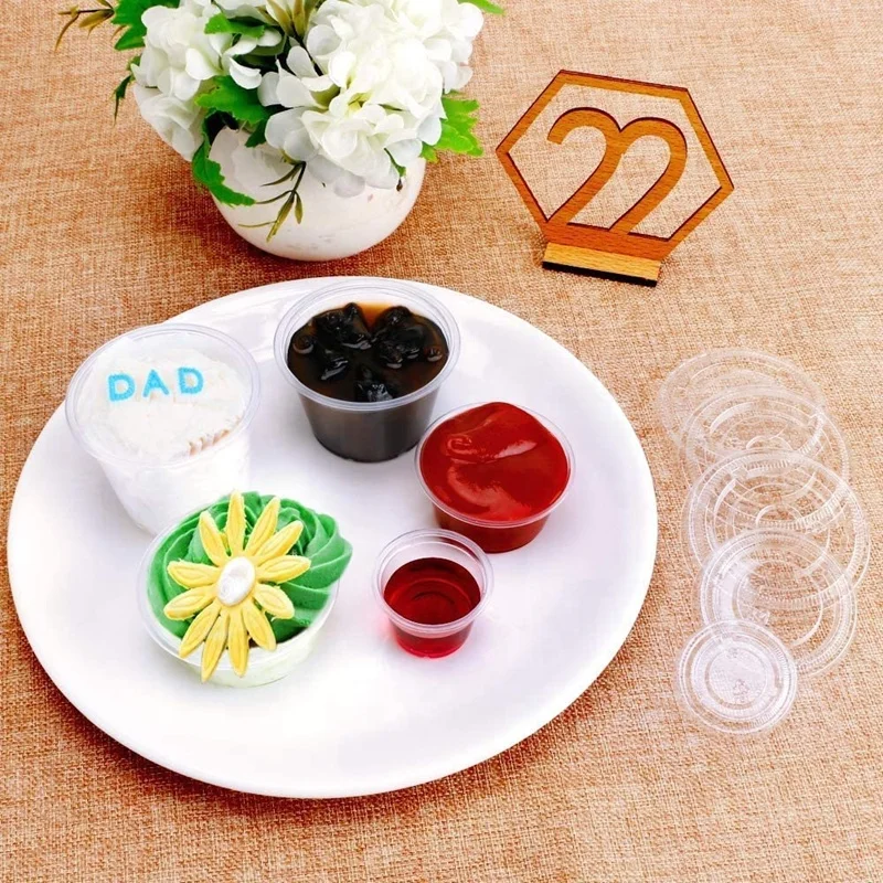  1 oz Plastic Portion Cups With Lids Condiment Sauce