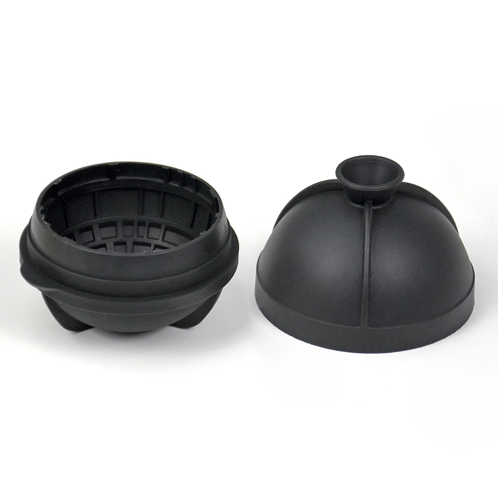 Food Grade BPA Free Silicone Sphere Ice Ball Maker Slower Melting Death Star Ice Cube Mold with Built-In Funnel