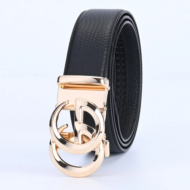 Мужской ремень с храповым механизмом GESIA из натуральной кожи логотипом под заказ Роскошный деловой автоматический