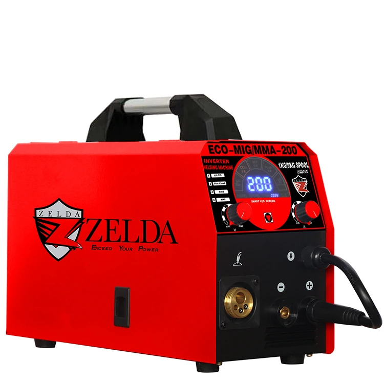 Flux Cored Wire Mig Welder Welding Machine MIG-200 MIG/TIG/Stick Arc 3-in-1 Inverter Welder 220V For Metal