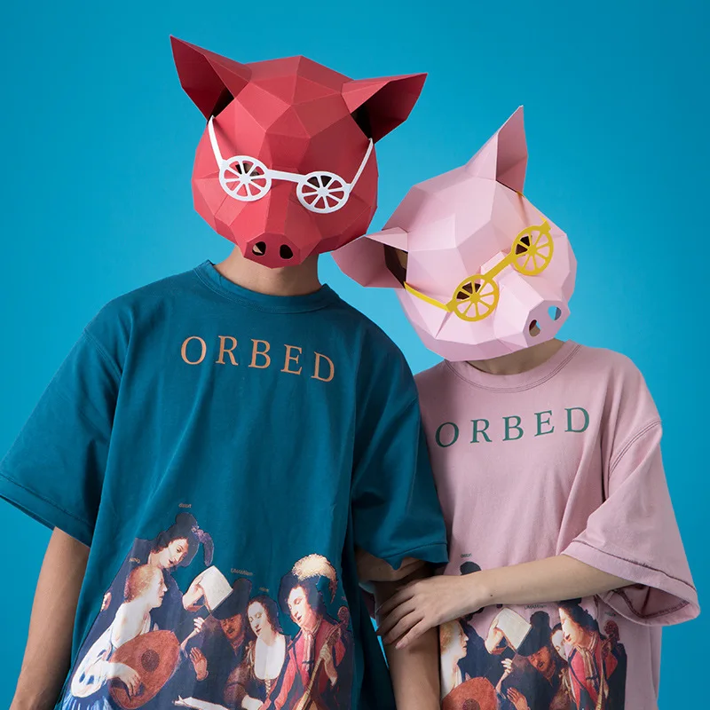 DIY Material Headgear Kit Party Face Eye Tricky Props s Funny Photography Cute Pig Head Paper