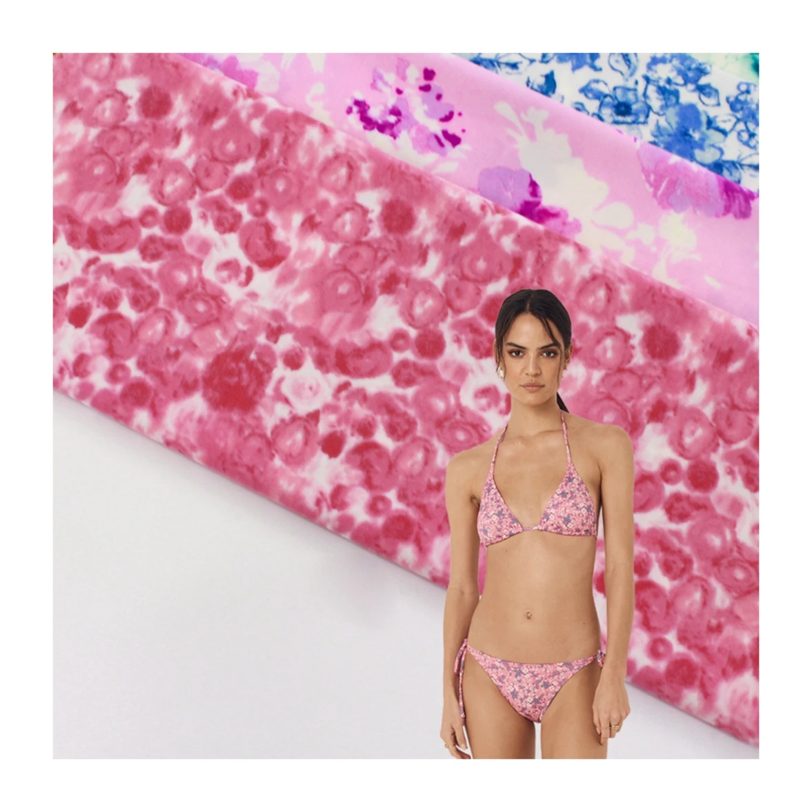 Wingtex Textile Printing Machine Lycra Print Fabric 85 Nylon 15 Spandex Floral Printed Fabric for Swimwear