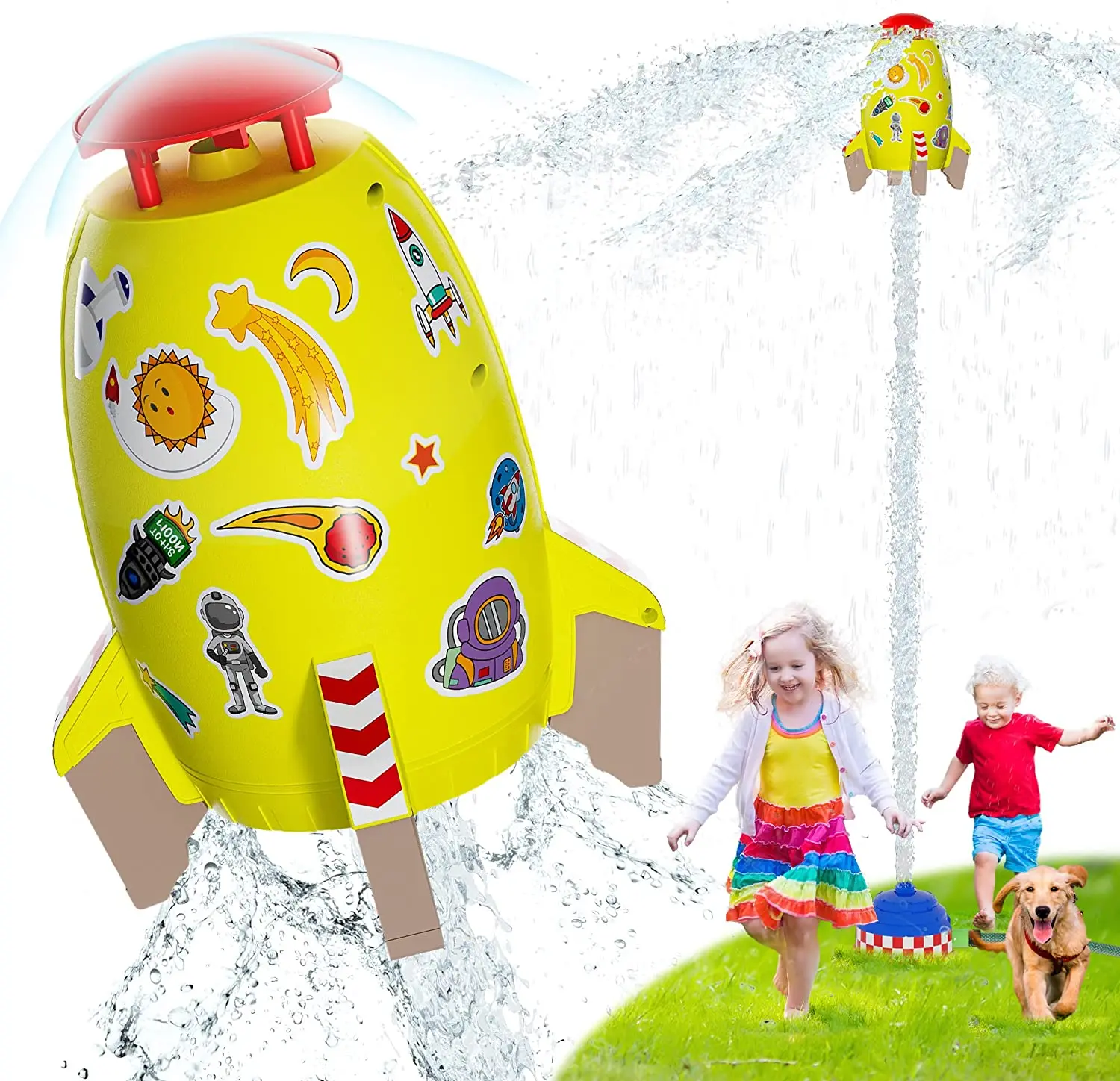 Sprinkler for Kids Rocket Water Toys Launcher Attaches to Garden Hose Splashing Fun Toys for 3 4 5 6 7 8 9 10 Year Old Boys Girl