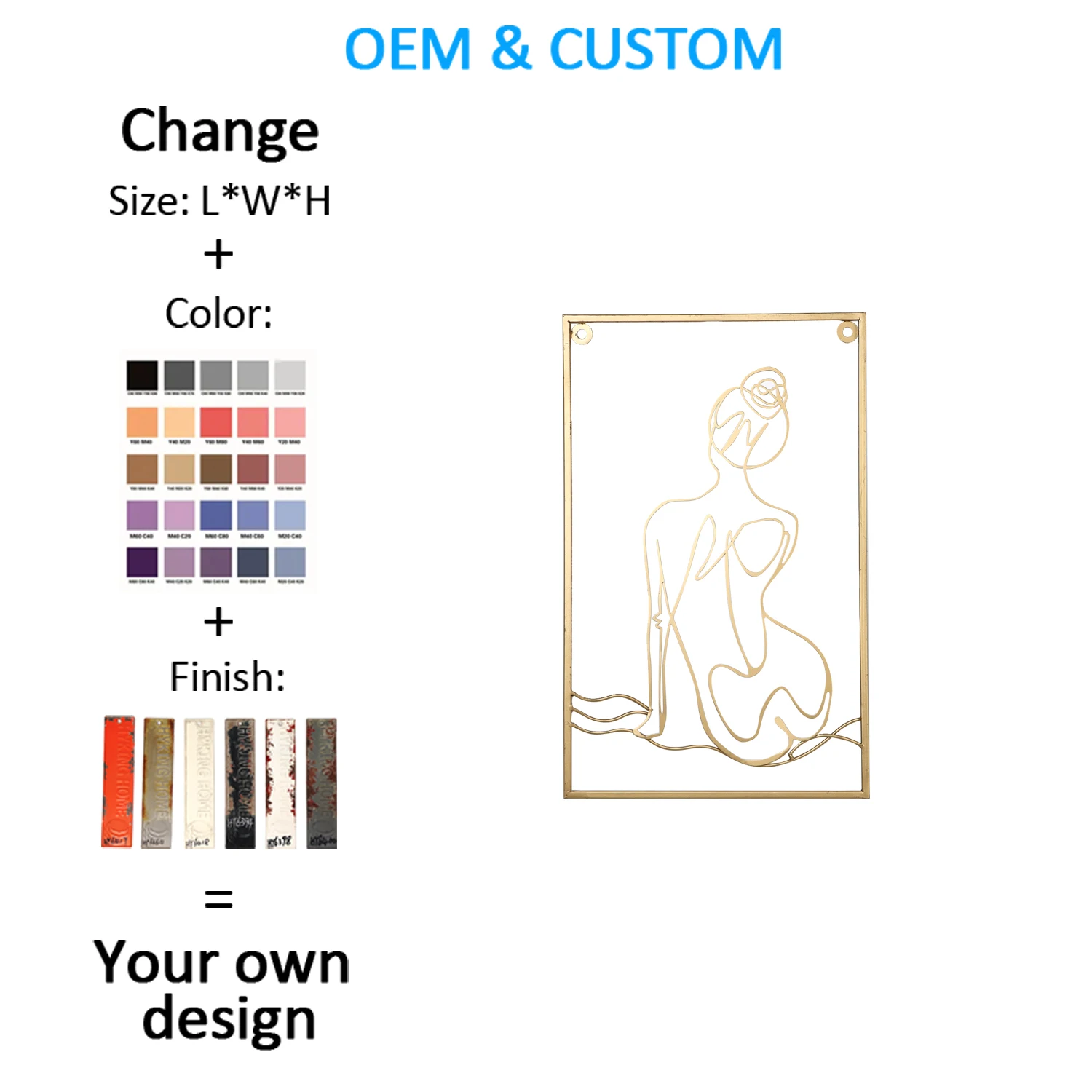 Gold Decor Living Room Bedroom Minimalist Modern Abstract Line Wall Home Decor Real Thicker Metal Art Wall Decor