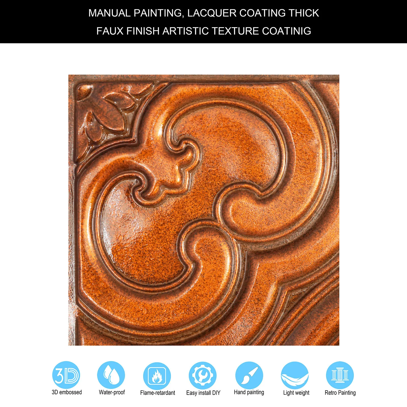 Faux tin tile distressing interior roof Ceil panels Decorative tin wall tile 3D embossed wall panels PL50 archaic copper