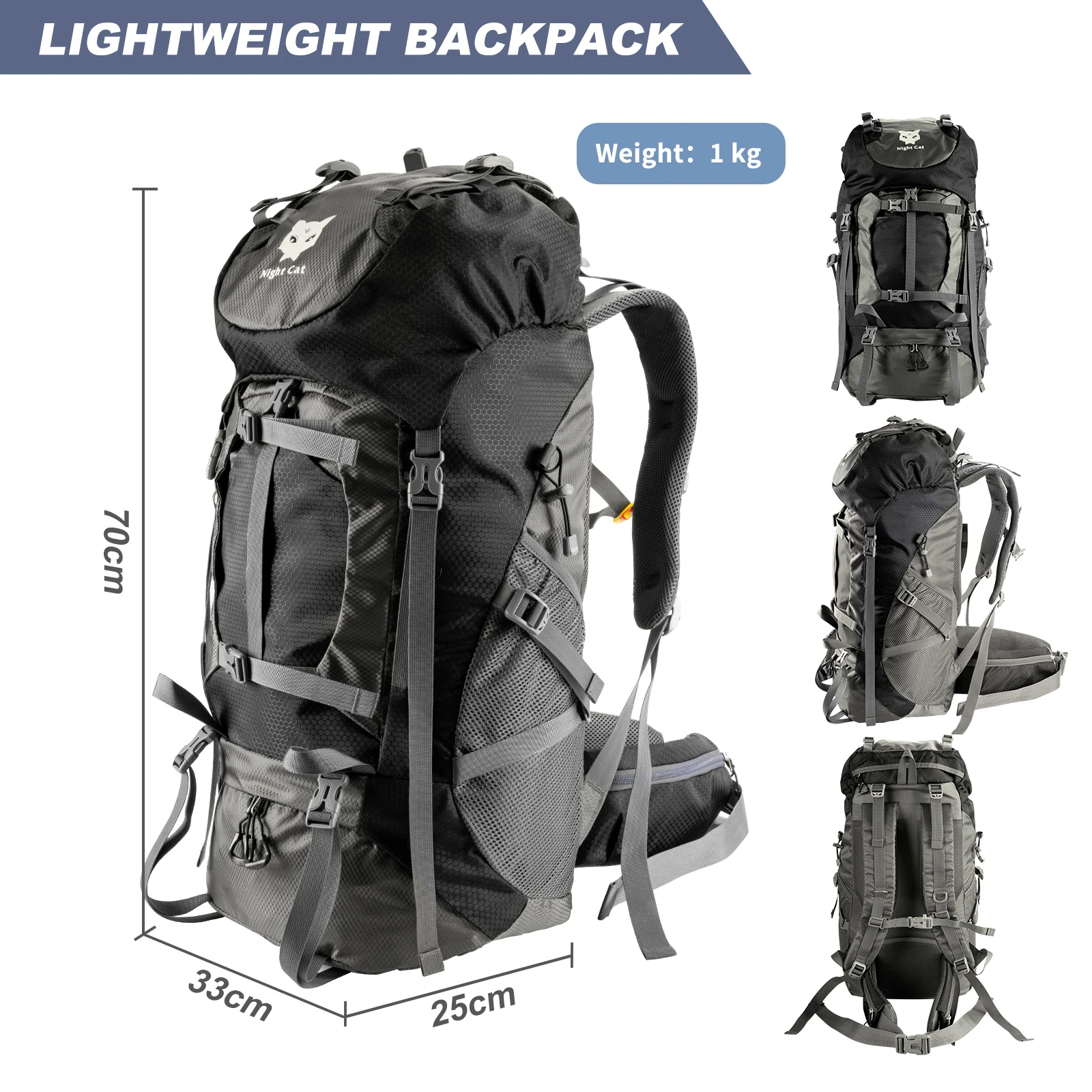 Factory Wholesale Waterproof Large Capacity Mountaineering Camping Travel Bag Hiking Backpack 70l hiking backpack