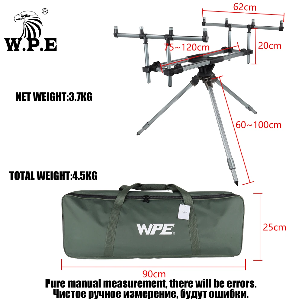 W.P.E New Carpfishing Rod Pod Three Legs Stand Holder Adjustable Fish Pole Telescopic Folding Stand Bracket Fishing Accessories