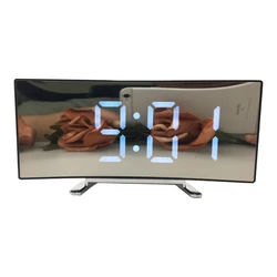 Multifunctional Backlight LED Large Screen Display Curved Screen Digital Alarm Clock Mirror