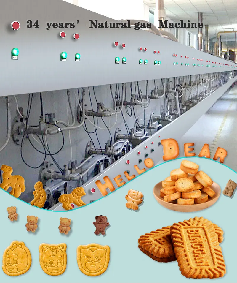 Hot Air Circulation Oven Gas Tunnel Oven For Biscuit Bread Cookie Bakery Production Line