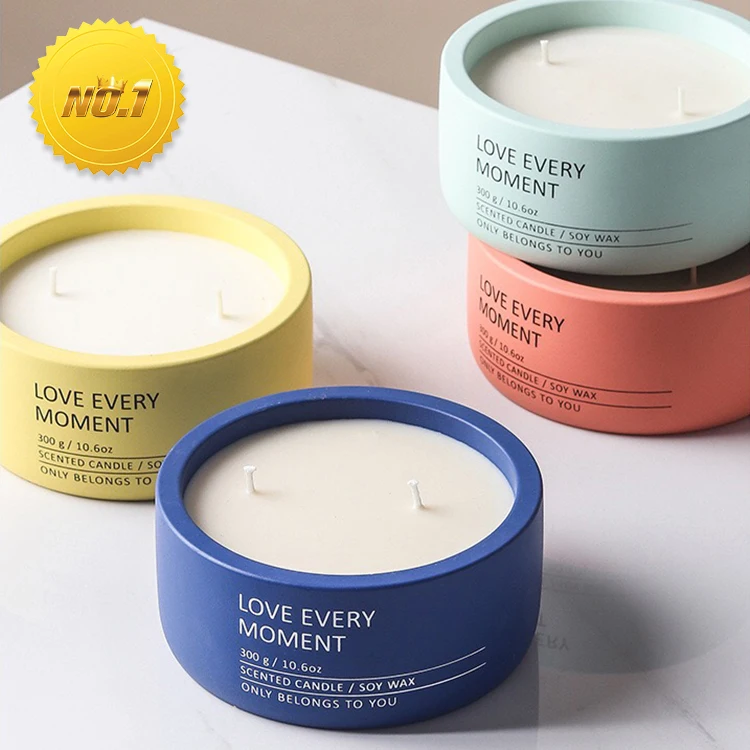 Custom Logo Modern Concrete Ceramic  Candle Jar Small Candle Vessel For Candle Making