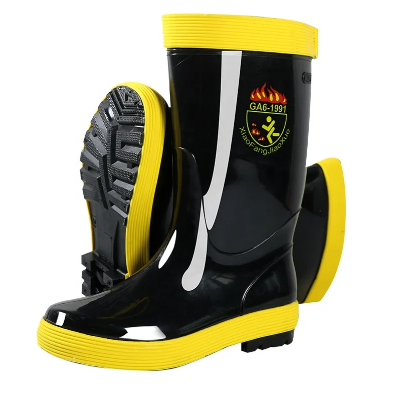 Firemen fire fighting rubber boots fire boots with steel toe