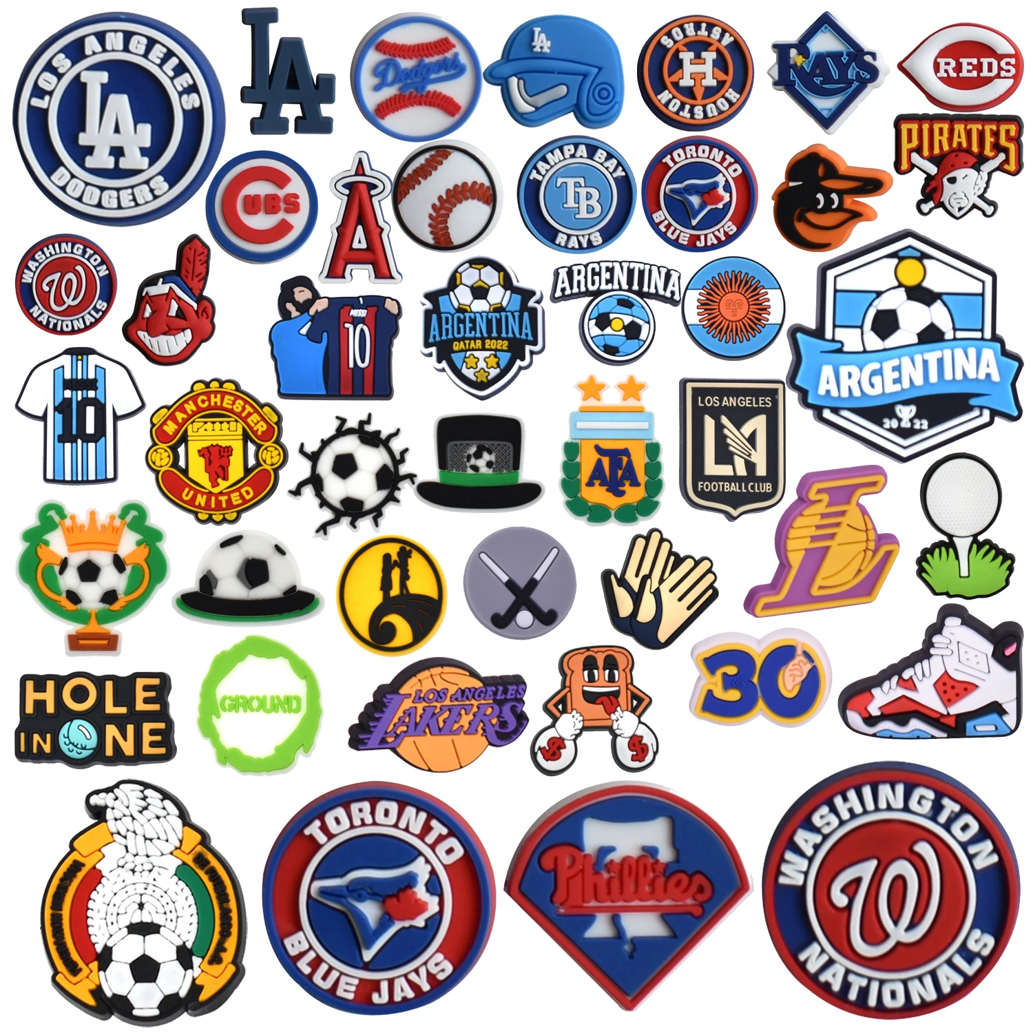 wholesale soccer team football club shoe charms Pvc basketball sport style europe logo shoe charms for croc clog