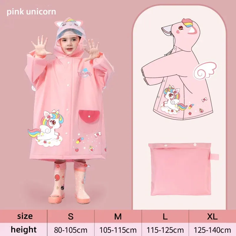 fancy EVA waterproof cartoon character raincoats for school student kids backpack wholesale children raincoat