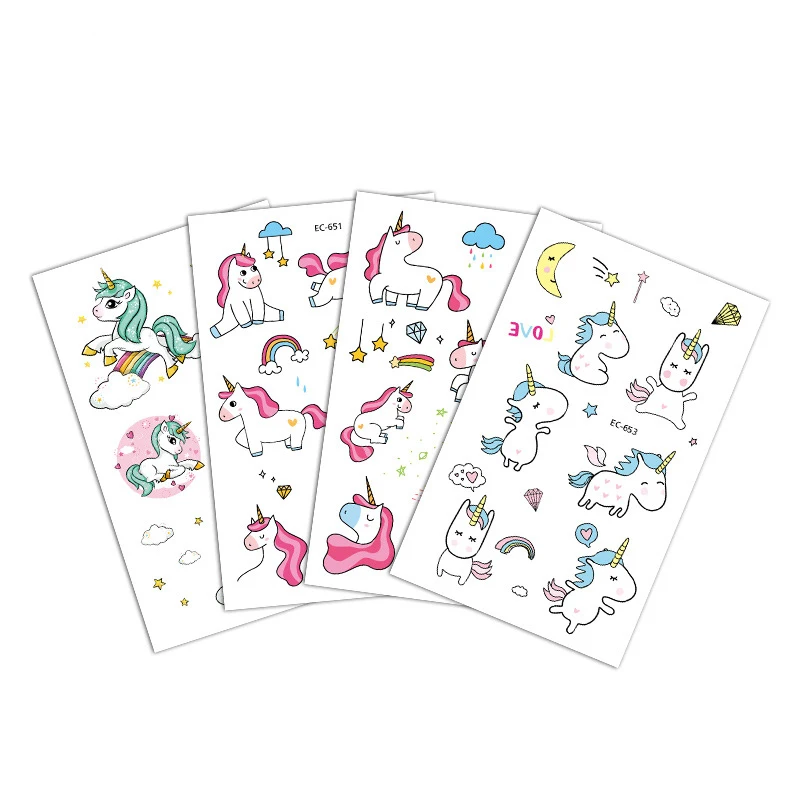 Unicorn Flowers Body Chest Waterproof Cherry Blossom Tree Women Kids Fake Temporary Tattoo Sticker