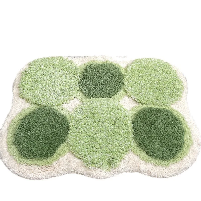 Cute Green Moss Bathroom Mat Non-Slip Machine Washable Nature Rug 3D tufted  Washable Dirt Water Absorption Carpet