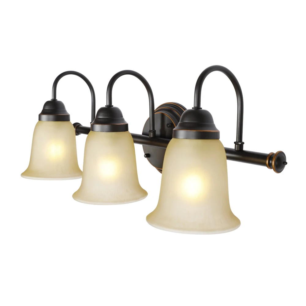 Retro Oil Rub Bronze Finish Wall Sconce 3 Lights Bathroom Vanity Fixture Waterproof Wall Lamp