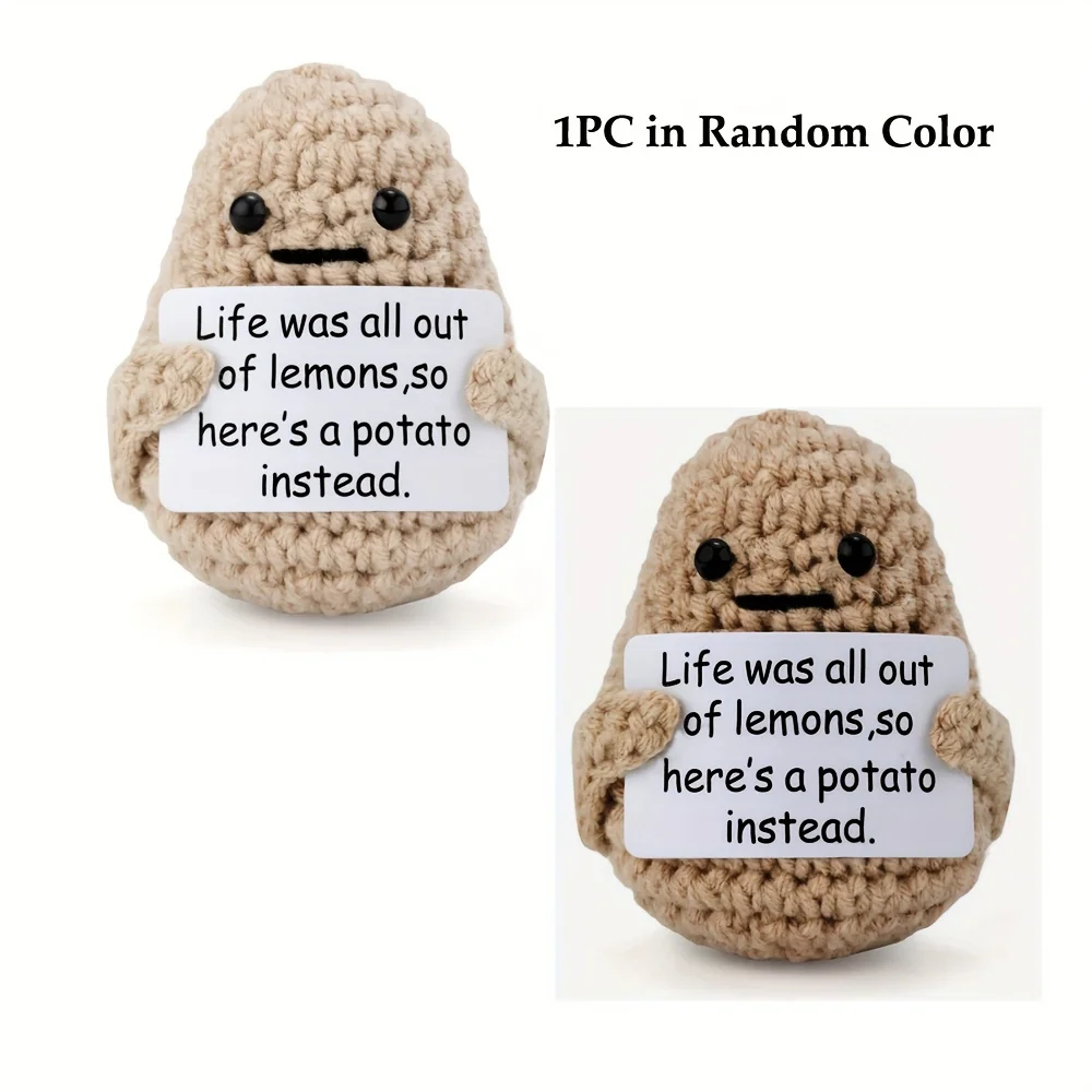 cute 2023 gifts crochet pendant for bags handmade positive potato with custom letters creative car decoration dashboard