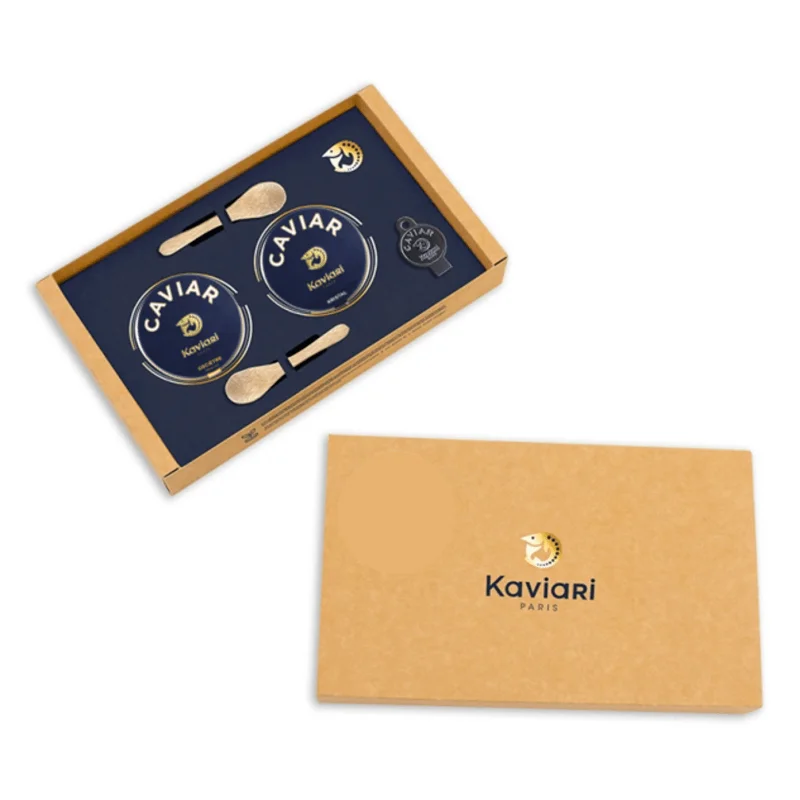 Custom Logo Russian Salmon Flying Fish Spoon Pearl Caviare Packaging Box Top Lid Package Caviar Gift Paper Box