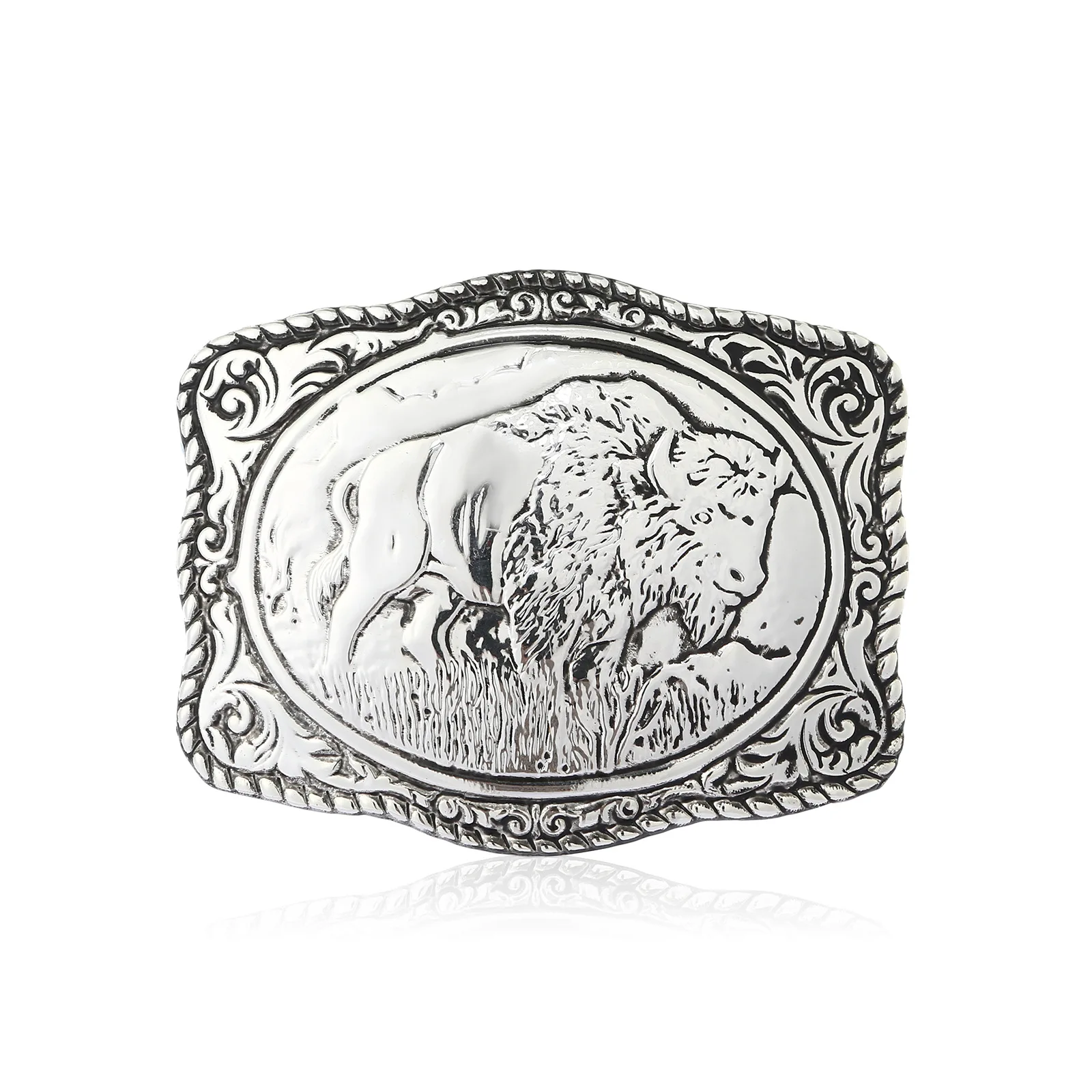 Animal bear pig belt buckle zinc alloy silver plating western cowboy belt buckle hip-hop plate buckle for men
