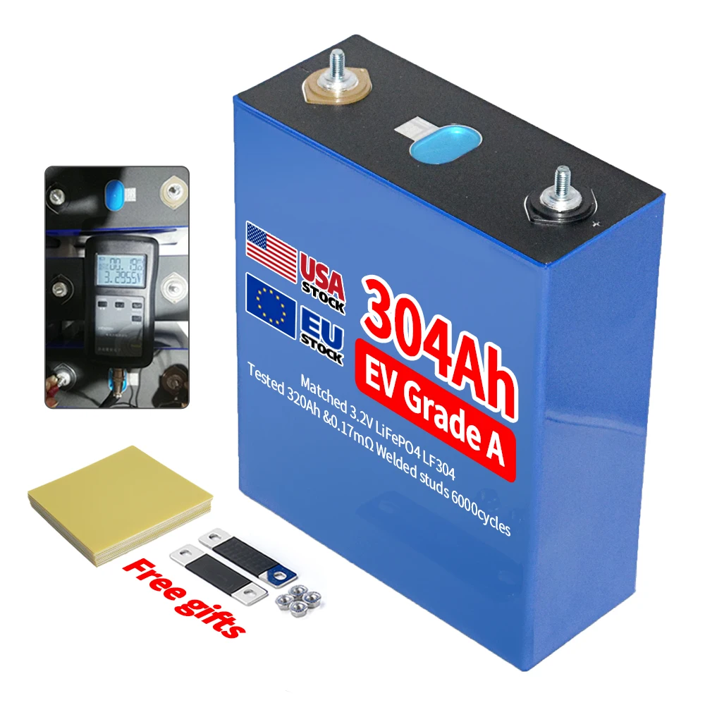 Docan 304ah Prismatic Lifepo4 Battery Cell EU US Stock New Arrival Grade a EV 3.2V Battery Power Tools Solar Energy Storage LFP