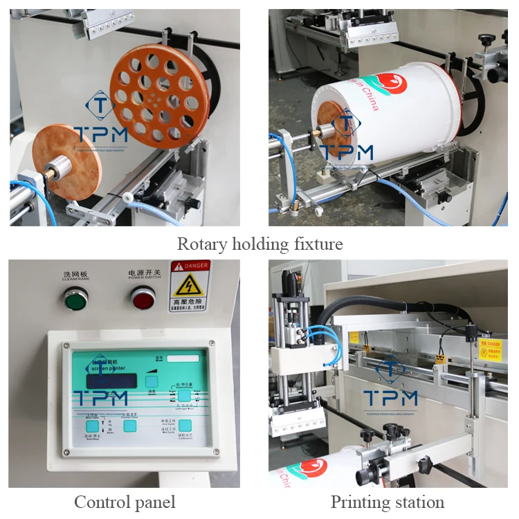 Multicolor Rotary Cylindrical Bucket Barrel Silk Screen Printing Machine in large color pattern