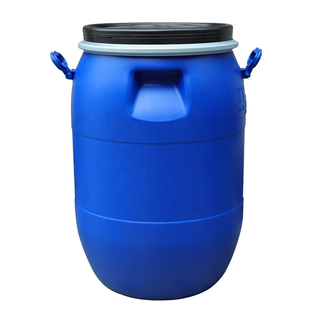  Синий пластиковый барабан HDPE 50 л с железным кольцом для химических