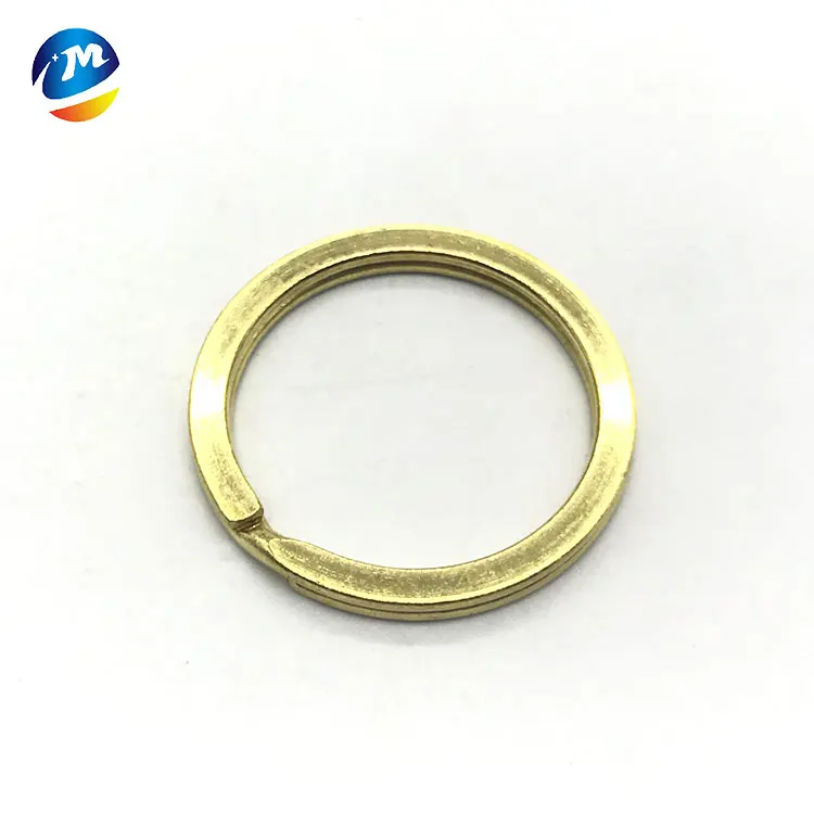 custom 30cm gold metal round edged key ring flat key-ring brass copper keyring