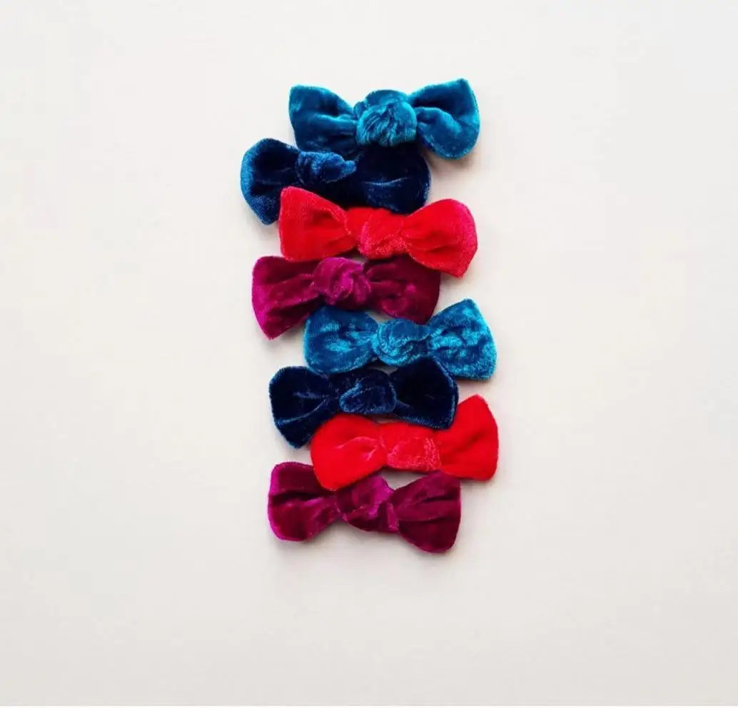 
Baby Girl custom handcraft baby headband knot bow headband velvet knot bow clips velvet hair bow 