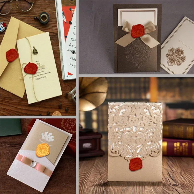 The Rose Wax Seal Stamp Vintage Sealing Red Brass Color Handle