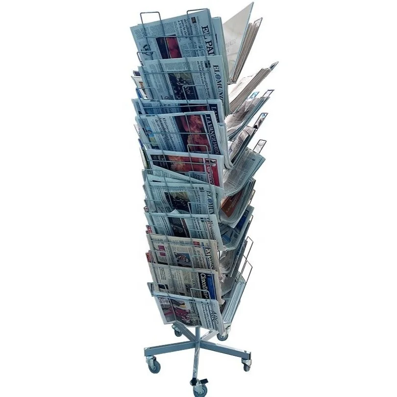 Metal Rotating Wire Brochure Book Newspaper Magazine Stand Display Rack