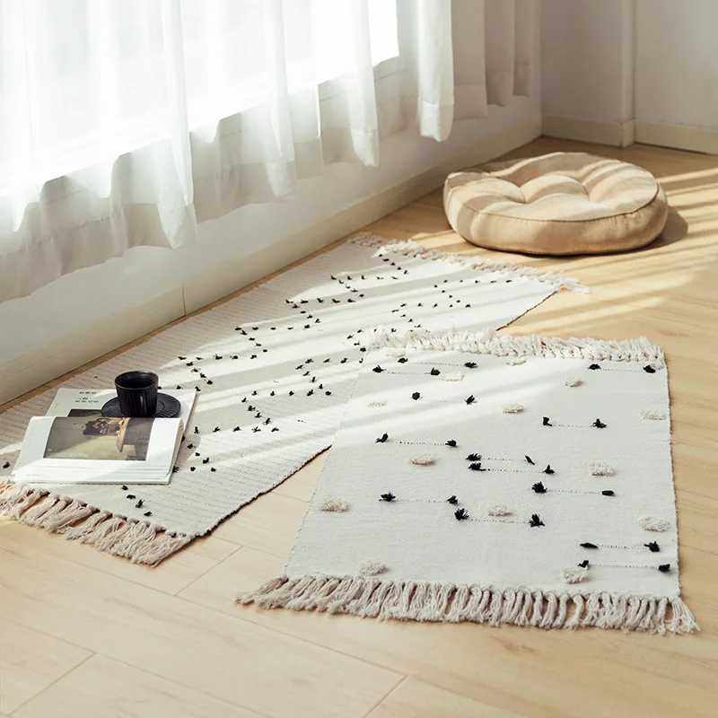 Style Luxury Handwaven Carpet Cotton Woven Handmade Tufted Shaggy Flooring Carpets For Living room