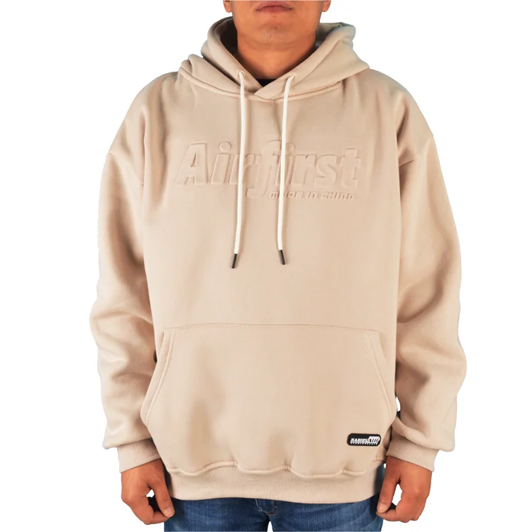 amazon hot selling cotton french terry fleece luxury heavy thick oversized custom 3d embossed hoodie