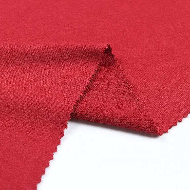 95%R 5%SP knitted warp french terry high quality red rayon fabric dyed