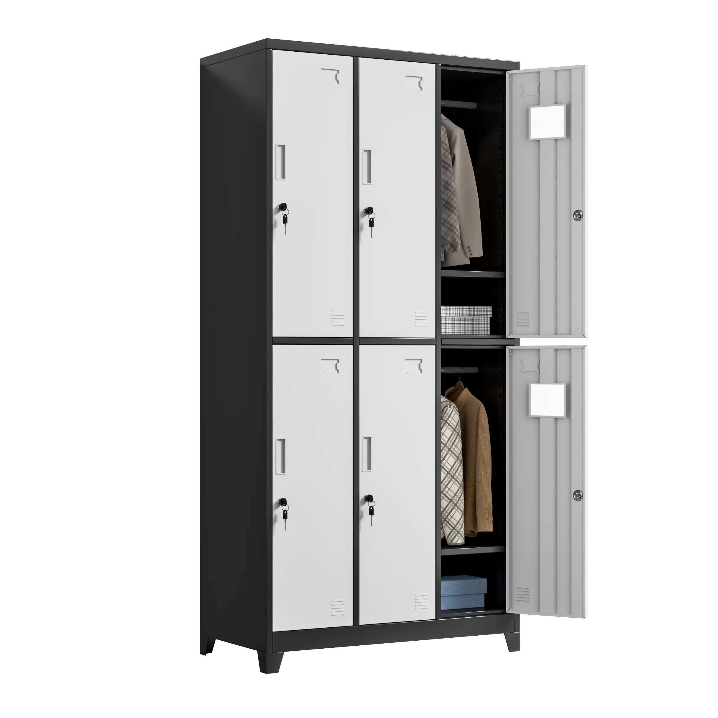 Assembled Metal Storage Locker Cabinet with Feet Steel Gym Clothing Storage Wardrobe 6/9/12 Door Iron Locker with Hanging Rod