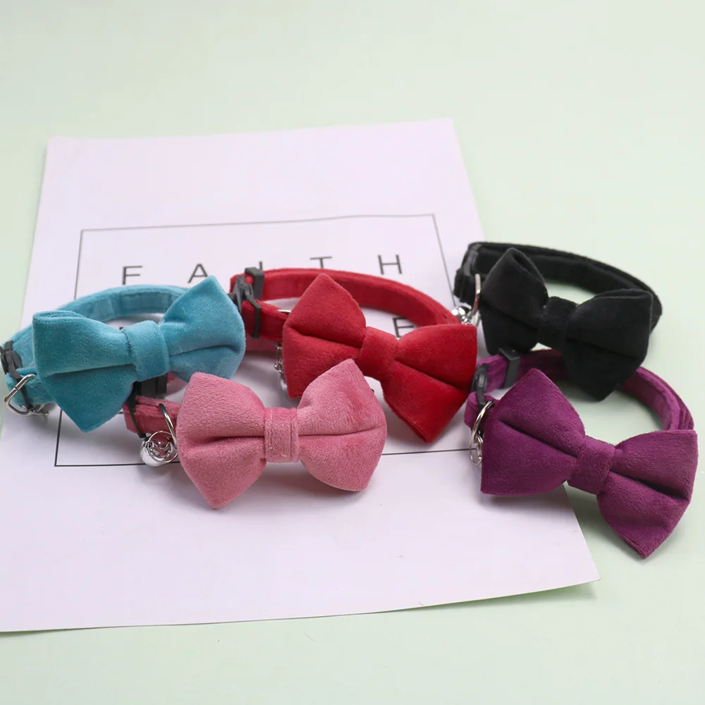 Small Solid Color Style Fashion bow knot Pet Dog Collar Cat Collar