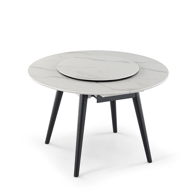 Wholesale high end quality modern round marble metal solid wood legs dining table