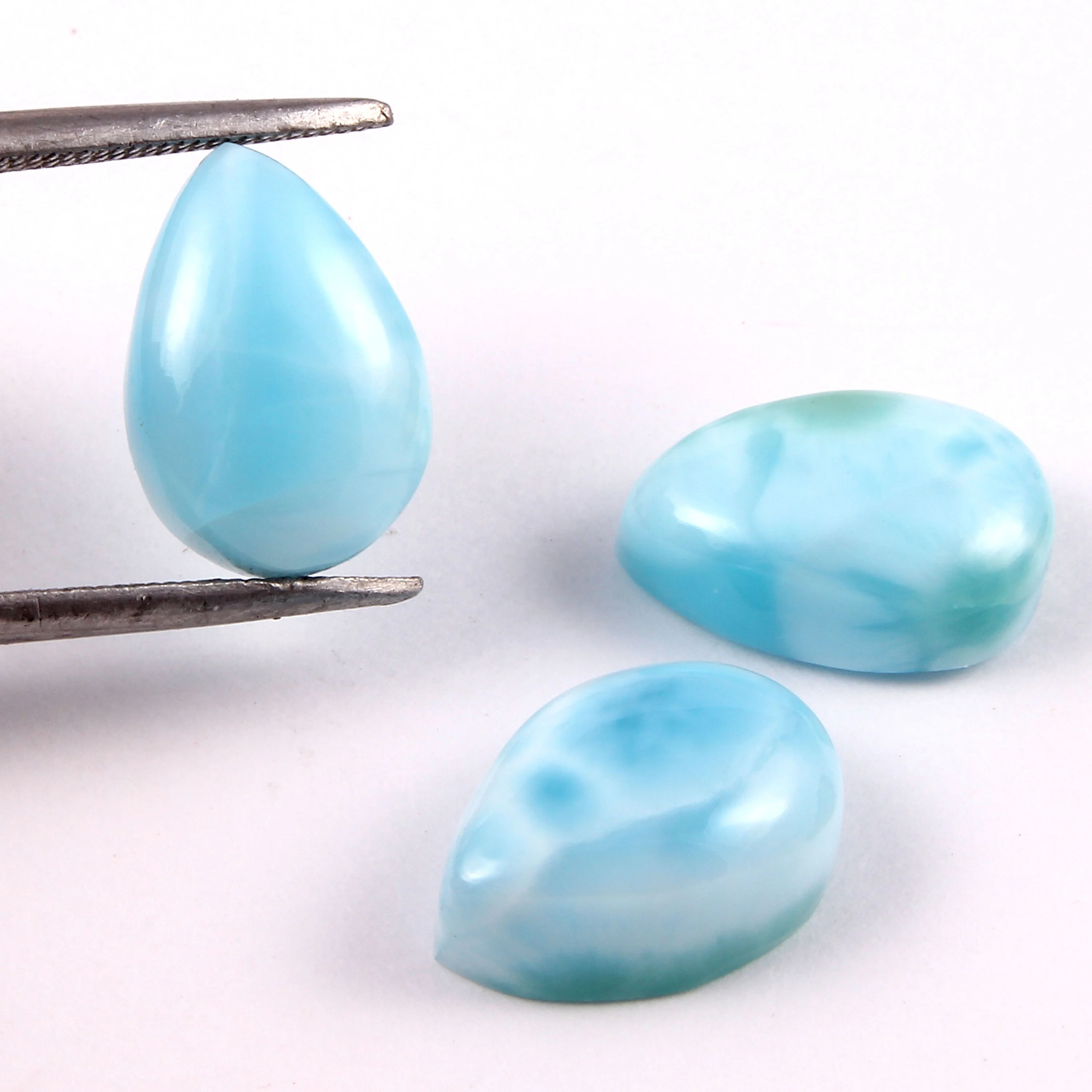 Качественные натуральные драгоценные камни larimar в форме груши кабошон для изготовления ювелирных изделий доступны все размеры и формы камень хорошего качества