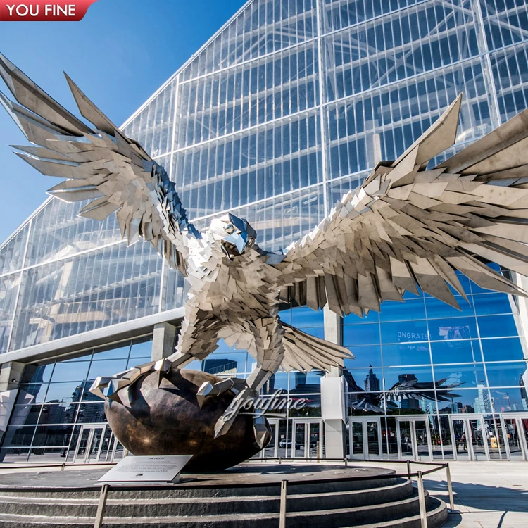 Outdoor Large Art Metal Animals  Stainless Steel Eagle Sculpture