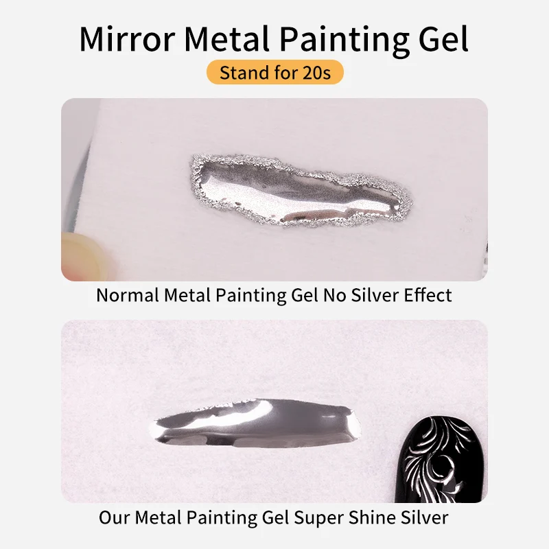 QSHY wholesale private label soak off uv led nail art metallic paint mirror silver gel polish