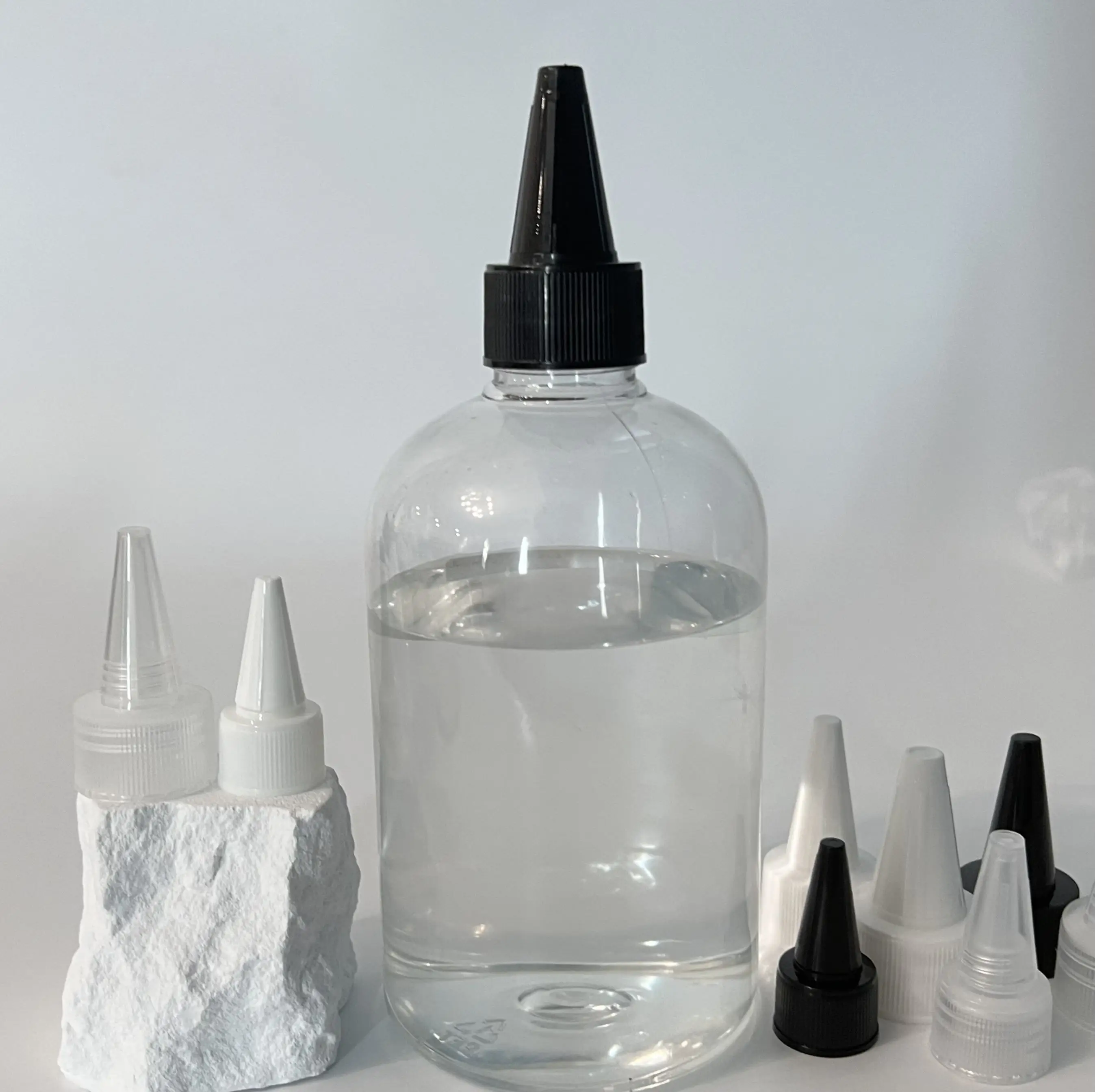 Custom Transparent Black White 20 24 28 38 410 400 Sauce Glue Chemical Ink Packaging Oil Dropper Bottle Point Nozzle Cap