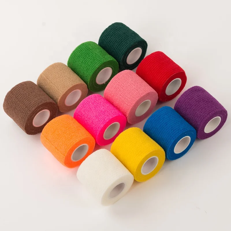 
mixed color medical self adherent bandage wrap roll sports bandage roll for protection 